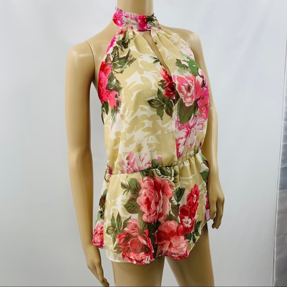Walter Baker Cream Pink Floral Halter Top - Picture 6 of 12